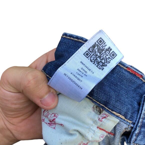 RARE Red Stitch True Religion Jeans Size 32 STRAIGHT Blue - Picture 6 of 9